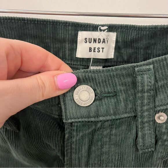 Aritzia Sunday Best Zola Mom Corduroy Pants in Scarab Green Size 00 - Picture 12 of 15
